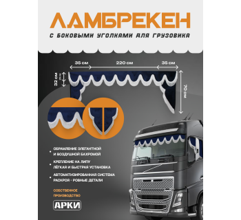 Комплект Ламбрекен Sk9 с уголками Синий с белой бахромой-foto2