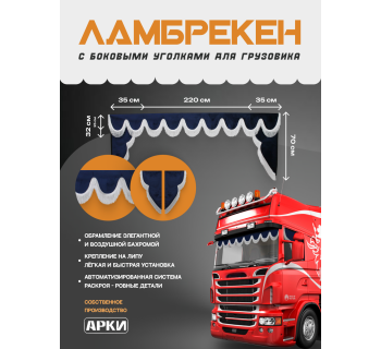 Комплект Ламбрекен Sk9 с уголками Синий с белой бахромой-foto4