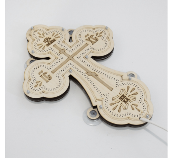 Крест белый православный светодиодный 23х32см-foto3