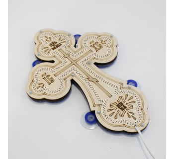 Крест православный светодиодный 23х32см черный кант-foto3