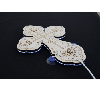 Крест православный светодиодный 23х32см черный кант-foto7