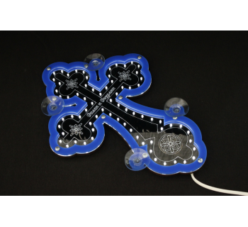 Крест православный светодиодный 23х32см черный кант-foto6