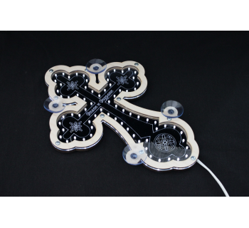 Крест белый православный светодиодный 23х32см-foto5