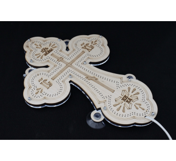 Крест белый православный светодиодный 23х32см-foto6