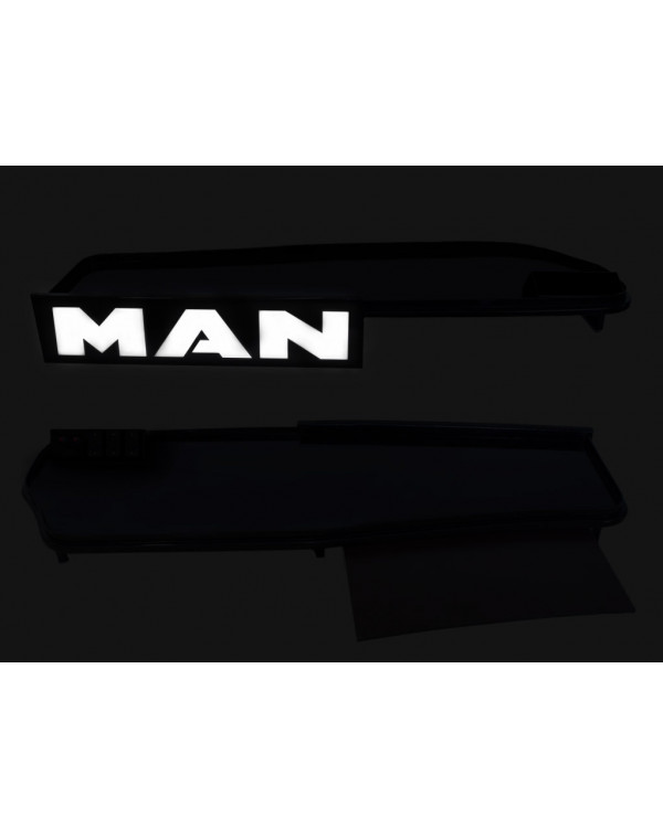 Полка в кабину MAN TGS (с выдвижным столиком+подсветка логотипа)