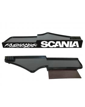 Полка в кабину SCANIA G400 со ступенькой (выдвижной стол + подсветка логотипа)-foto2