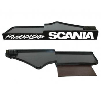 Полка в кабину SCANIA G400 со ступенькой (выдвижной стол + подсветка логотипа)-foto2