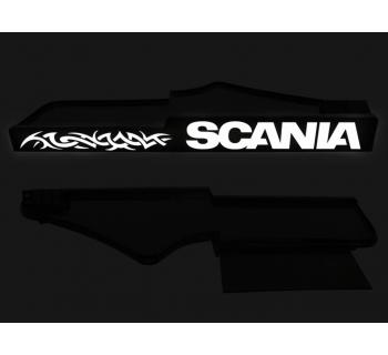 Полка в кабину SCANIA G400 со ступенькой (выдвижной стол + подсветка логотипа)-foto3