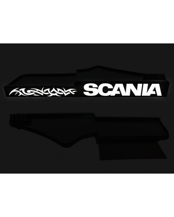 Полка в кабину SCANIA G400 со ступенькой (выдвижной стол + подсветка логотипа)