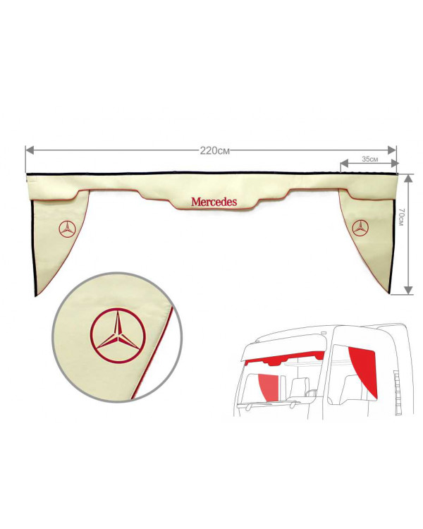 Комплект Ламбрекен лобового окна и уголки Mercedes (экокожа)