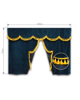 Комплект штор спального места с ламбрекеном темно-зеленого цвета