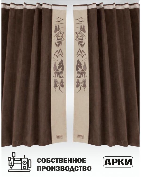 Шторы лобового окна 90х270, вставки с гравировкой Коричневый Волки Шторы лобового окна 90х270, вставки с гравировкой Коричневый Волки