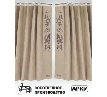 Шторы лобового окна 90х270 Бежевый Волки-foto3