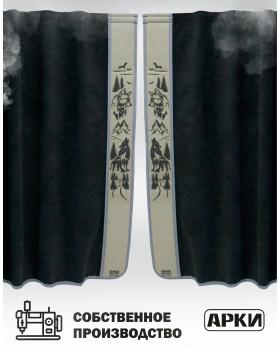 Шторы лобового окна 90х240 Черный Волки-foto3
