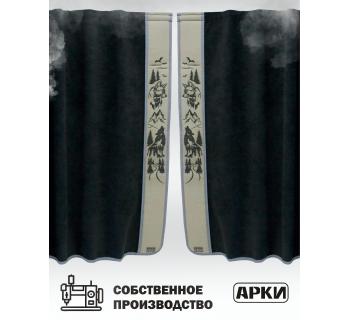 Шторы лобового окна 90х240 Черный Волки-foto3
