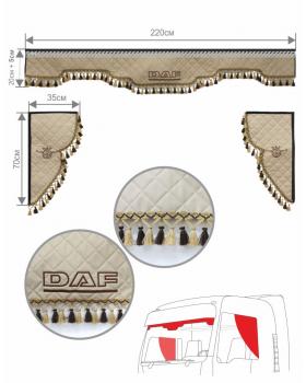Ламбрекен и уголки бежевые с вышивкой DAF