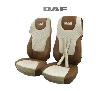 Чехлы DAF 105 LX Велюр Экокожа вышивка Бежевый/ Fox
