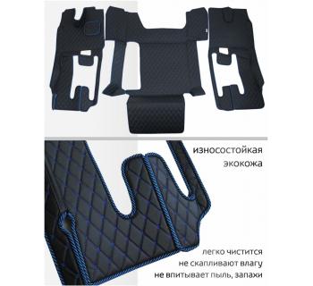 3D Ковры SITRAK C7H (Самосвал) Черный/Синий узкая кабина-foto2