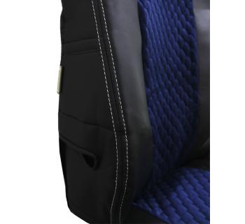 Чехлы SHACMAN X6000 с вышивкой Велюр и экокожа черный/синий-foto7