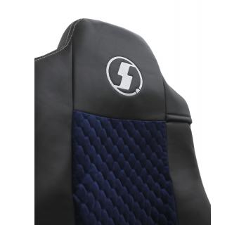 Чехлы SHACMAN X6000 с вышивкой Велюр и экокожа черный/синий-foto3