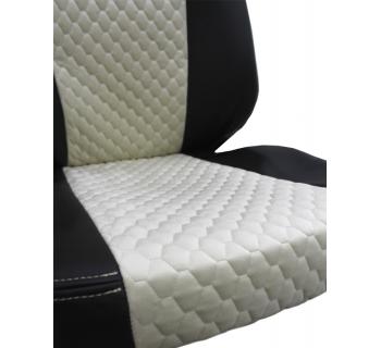 Чехлы SHACMAN X6000 с вышивкой Велюр и экокожа черный/бежевый-foto4