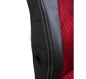 Чехлы SHACMAN X6000 с вышивкой Велюр и экокожа черный/красный-foto5