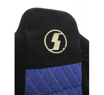 Чехлы SHACMAN X6000 с вышивкой кабрио черный/синий-foto4