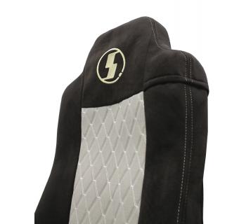 Чехлы SHACMAN X6000 с вышивкой кабрио коричневый/бежевый-foto6