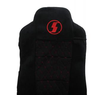 Чехлы SHACMAN X6000 с вышивкой кабрио черный/красный-foto4