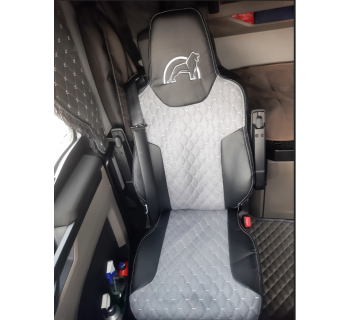 Чехлы MAN TGX2018 Экокожа Оранжевый/Коричневый Соты-foto2