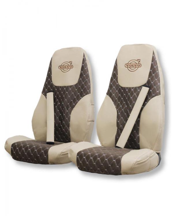 Чехлы на VOLVO FH VS Бежевая Э/К вышивка