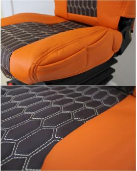 Чехлы VOLVO Экокожа Оранжевый/Коричневый Соты-foto6