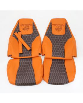 Чехлы VOLVO Экокожа Оранжевый/Коричневый Соты-foto2