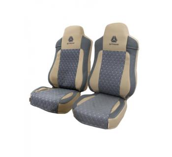 Чехлы SITRAK MAX Велюр Экокожа Серый/Бежевый