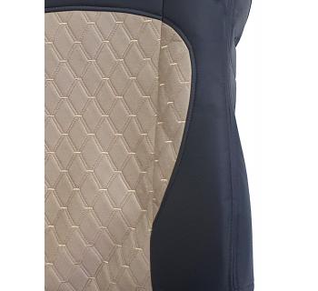 Чехлы FOTON Auman Велюр Экокожа с вышивкой Черный/Бежевый-foto3