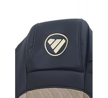 Чехлы FOTON Auman Велюр Экокожа с вышивкой Черный/Бежевый-foto2