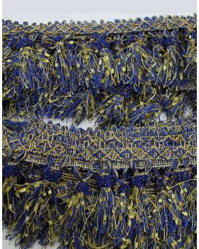 Бахрома для штор Мохношарик Золото/Синий 9 см-foto3