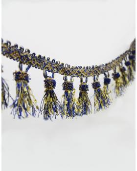 Бахрома для штор Мохношарик Золото/Синий 9 см-foto2