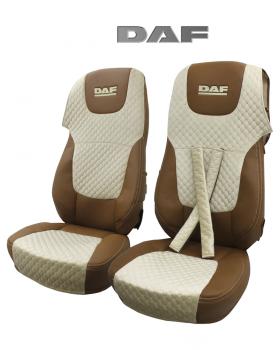 Чехлы DAF 105 LX Велюр Экокожа вышивка Бежевый/ Fox
