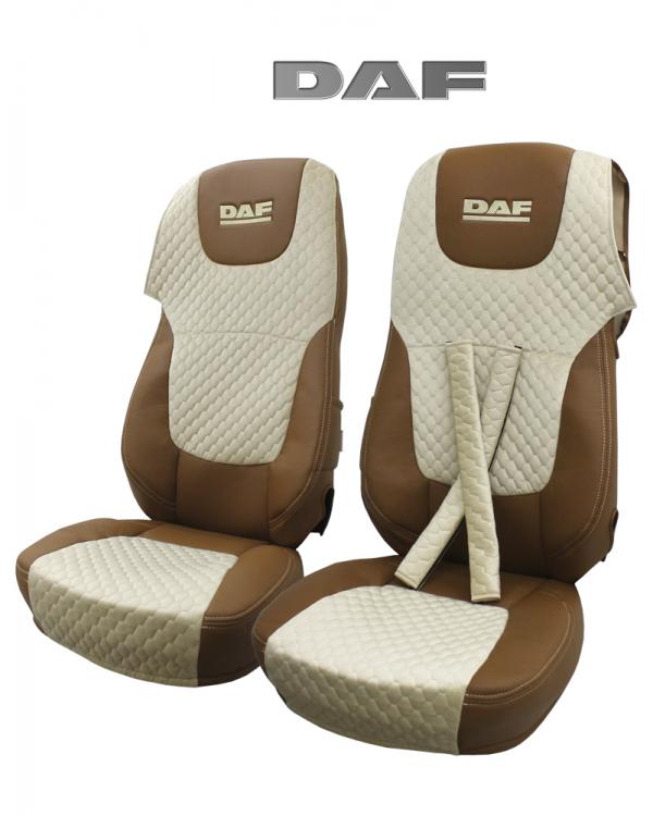 Чехлы DAF 105 LX Велюр Экокожа вышивка Бежевый/ Fox