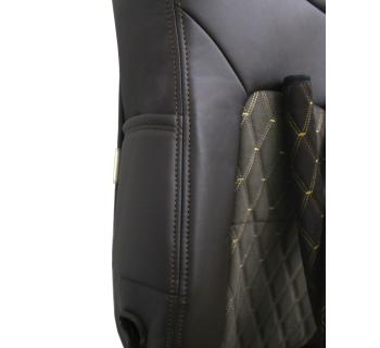 Чехлы DONGFENG Кабрио и экокожа Коричневые вышивка-foto4