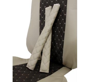 Чехлы SHACMAN X6000 с вышивкой Велюр и экокожа бежевый/коричневый -foto3