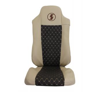 Чехлы SHACMAN X6000 с вышивкой Велюр и экокожа бежевый/коричневый -foto6