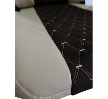 Чехлы SHACMAN X6000 с вышивкой Велюр и экокожа бежевый/коричневый -foto5