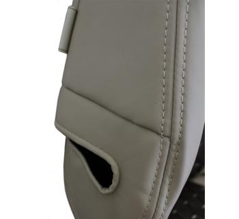 Чехлы SHACMAN X6000 с вышивкой Велюр и экокожа бежевый/коричневый -foto7