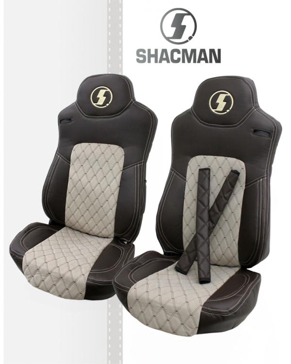 Чехлы SHACMAN X3000 (Рестайлинг) Кабрио Экокожа Коричневый/ Бежевый 