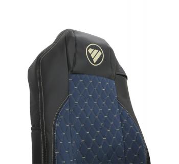 Чехлы FOTON Auman Велюр Экокожа с вышивкой Черный/Синий-foto6