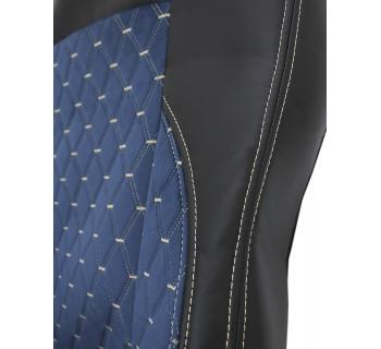 Чехлы FOTON Auman Велюр Экокожа с вышивкой Черный/Синий-foto7