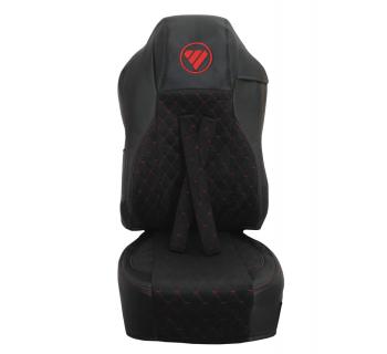 Чехлы FOTON Auman Велюр Экокожа с вышивкой Черный/ Красный-foto3