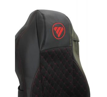 Чехлы FOTON Auman Велюр Экокожа с вышивкой Черный/ Красный-foto4